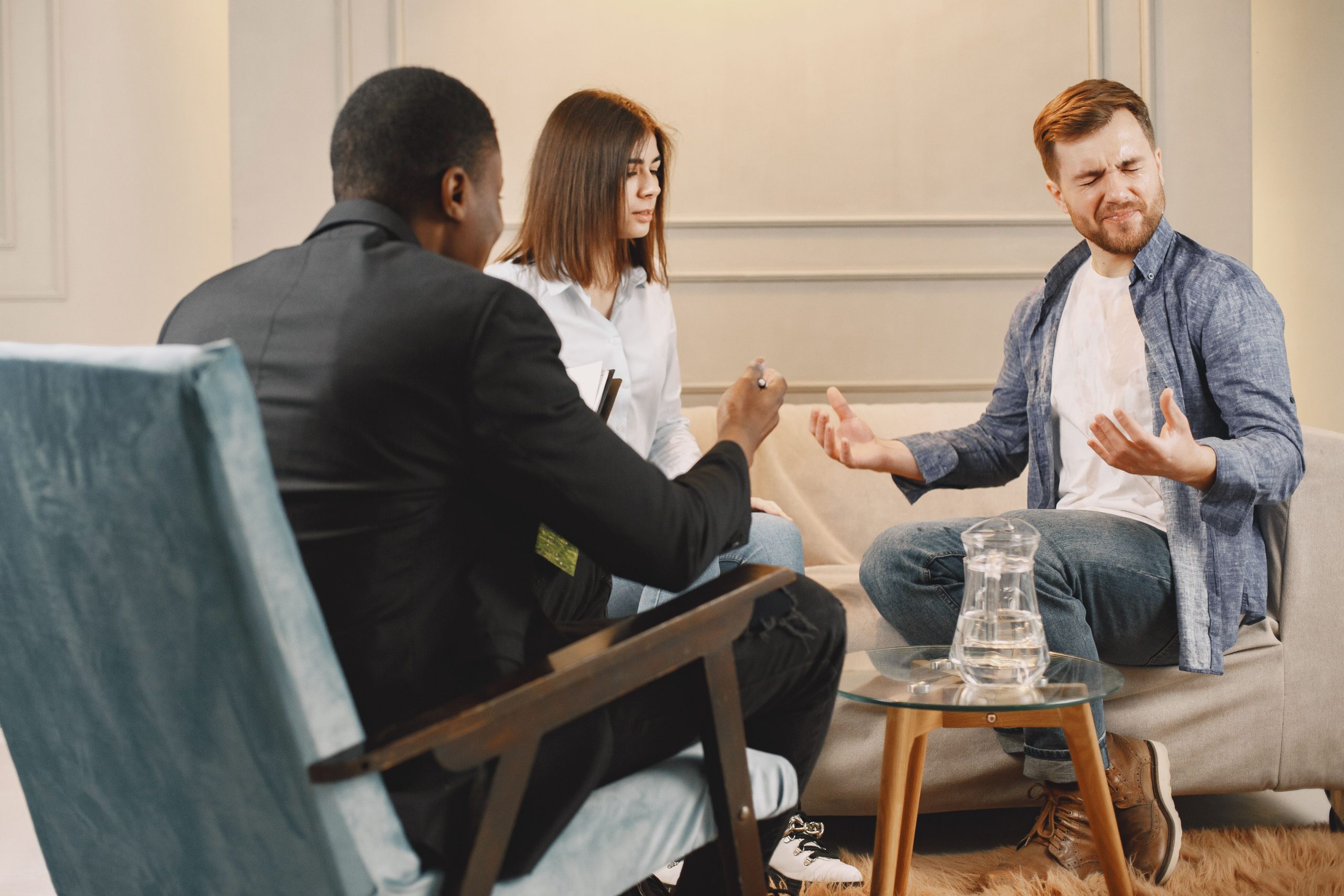 Divorce Family Law mediation discussion between two parties at a table